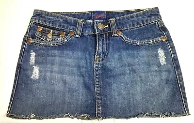 AEROPOSTALE Jean Skirt Sz 1 / 2 Blue Distressed Micro Mini • $11