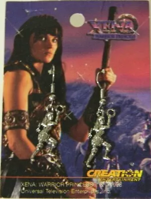 Xena Warrior Princess Xena Figure And Chakram Pierced Loop Earrings NEW UNUSED • £19.29