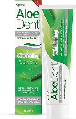 AloeDent Whitening Aloe Vera Toothpaste Fluoride Free Natural Action Vegan C • £4.23