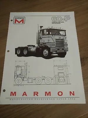 Marmon 1983 60-P Cabover Truck Original Standard Specifications Page Brochure  • $58.29