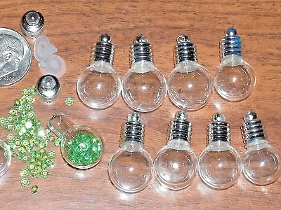  5pc.Round Glass Miniature Little Globe Bottles Pendant Vial Bail Charm Findings • $7.92