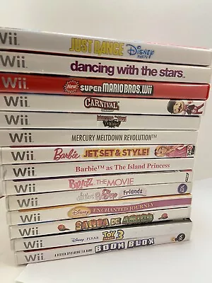 LOT (14) Wii Games : Mario * Just Dance Disney * Barbie * Bratz * Monster High • $63.21