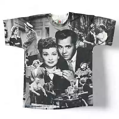 Vintage 90s AOP I Love Lucy Lucille Ball Desi Arnaz Shirt Fruit Of Loom Heavy L • $80