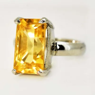 12 Cts Natural Yellow Sapphire Solid 925 Sterling Silver Ring For Men & Women • $73.79