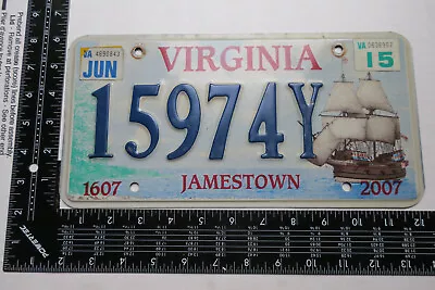 $59.99 • Buy 2015 15 Virginia Va Jamestown Graphic License Plate Ship Boat #15974y - Nice