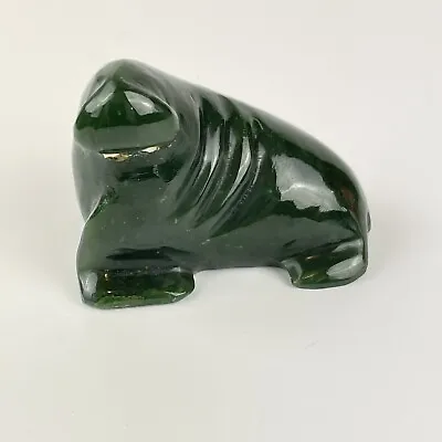 Vintage Green Hardstone Probably Jade Carged Figure Of A Seal Length: 5cm • £39