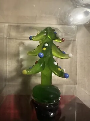 New” Art Glass Wine Bottle Stopper Christmas Tree Holiday Boston Warehouse • £9.63