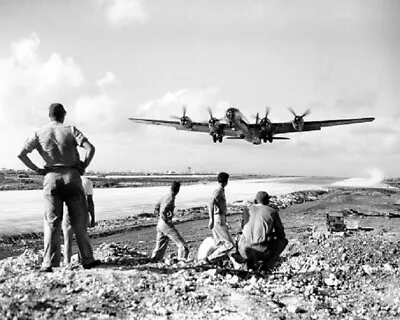 U.S. Marines Watching B-29 Super Fortress Mariana Islands 8x10 WWII Photo 431 • $7.43