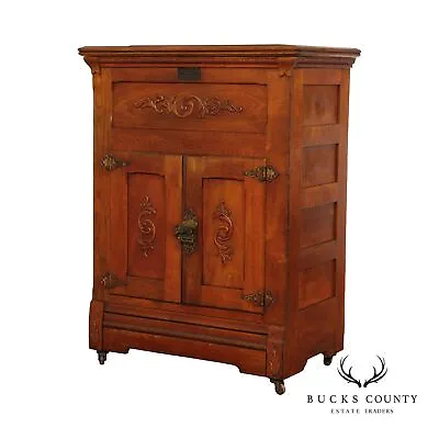 Antique Challenge Iceberg Oak And Tin Lift Lid Icebox • $1895