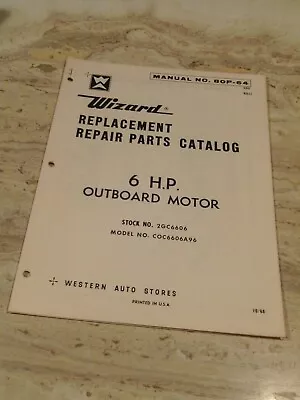 1969 Wizard Outboard Motor Parts Catalog Manual 6 HP COC6606A96 DEALER OEM • $2.77