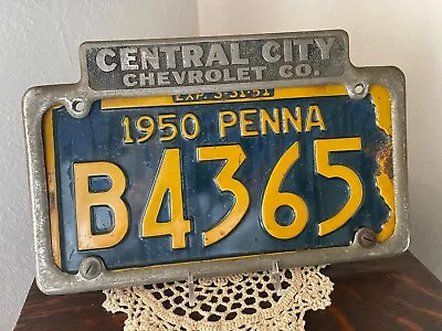 Vintage CENTRAL CITY CHEVROLET CO. Dealership License Plate Frame Sign 30's 40's • $125