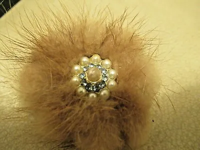 Vintage Real Mink Gold Tone And Pearl Brooch • £15