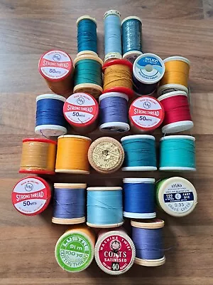 26 Assorted Vintage New Cotton Thread Reels Sylko Coats Lustre Etc • £17.99