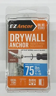 EZ Ancor # 25210  Twist-N-Lock Nylon Medium Duty Drywall Anchors 75lbs Screw #8 • $14.95