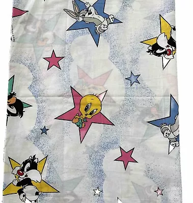 VTG Baby Looney Tunes Baby Bugs Bunny Tweety Bird Star Fabric 1-3/4 Yd 90s Y2K • £29.44