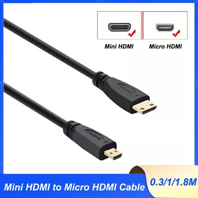 Mini HDMI To Micro HDMI Cable For Android Tablet PC TV SLR Camera Digital Lead • $4.35