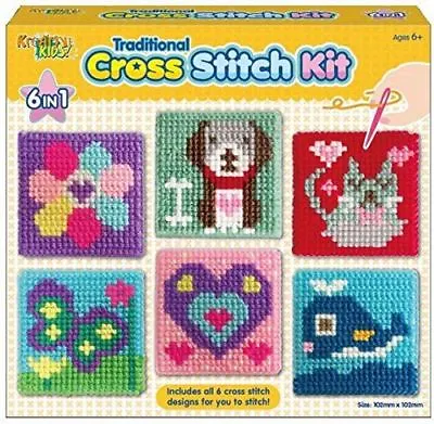 £7.89 • Buy Craft Set Cross Stitch Kit Kids 6 Traditional Children Designs Tapestry Sewing