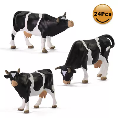 24pcs Model Trains 1:43 Scale O Scale Painted PVC Cows Animals Railway Diorama • $23.99