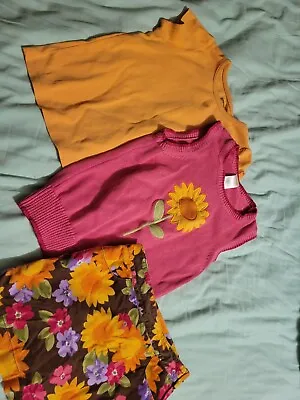 Gymboree Girls Size 5- 6 Small Sunflower Smiles Outfit Skirt Shirt Vest EUC • $19