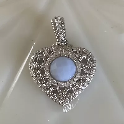 Judith Ripka Chalcedony Diamonique Sterling Silver Enhancer Pendant - 14.7 Grams • $5.66