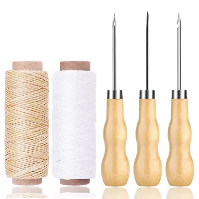 Leather Sewing Waxed Thread Needles Awl Hand Tools Kit For Leather Craft Repair • $11.99