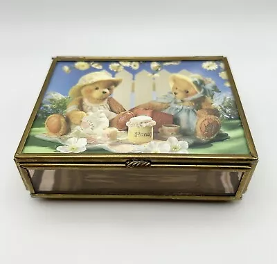 Vintage Cherished Teddies Stained Glass Trinket Box. Vermont Ltd. Very Good Cond • $21.12