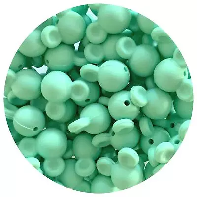 10x MINT GREEN Silicone Mixed MOUSE HEAD Beads Pack Keyring Lanyard DIY Mickey • $4.60