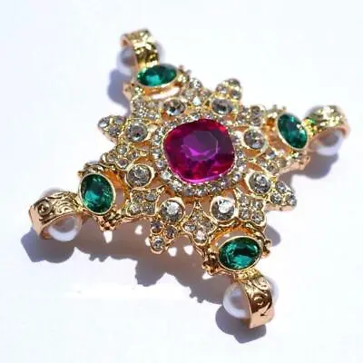 Vintage Style Austrian Crystal Maltese Cross Brooch Pin Jewellery • $6.99
