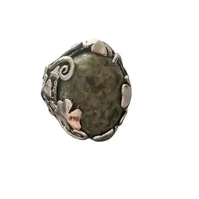 925 Sterling Silver Ireland Connemara Marble Stone Ring Size 6 • $55