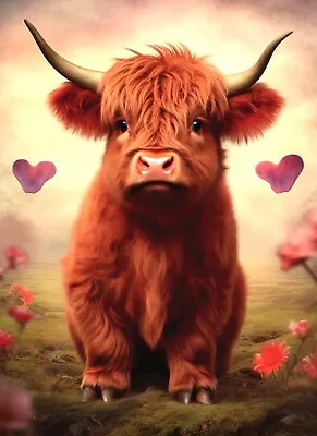 Cute Highland Cow Canvas Picture Print Wall Art • £14.95