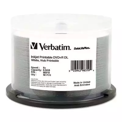 Verbatim DVD+R Dual Layer Recordable Disc 8.5GB 8X Printable Spindle 50/Pk • $108.87
