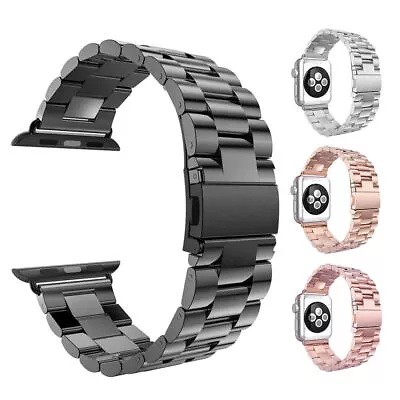 For Apple IWatch 2/3/4/5/6 /SE/7 Series Steel Strap Watch Metal Band Clasp • £5.95