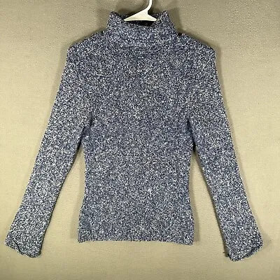 Moda International Sweater Womens Medium Blue Turtleneck Acrylic Wool Blend EUC • $11.93