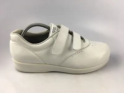 SAS 'Me Too' Womens White Leather Hook And Loop Comfort Walking Shoes Sz 10 WW • $33.74