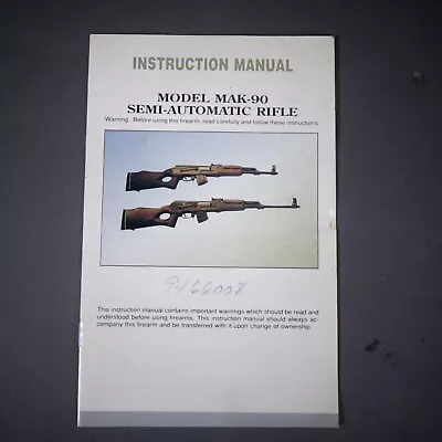 Vintage Norinco MAK-90 Semi- Automatic Rifle Instruction Manual • $11.99
