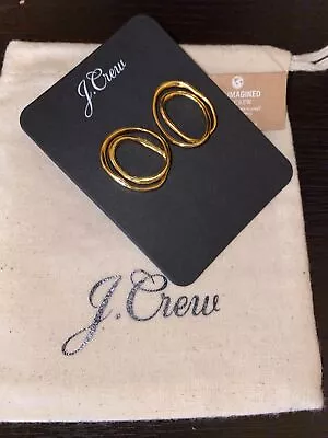 J Crew Gold Double Loop Earrings NWT $38 Classic Gift • $19.95