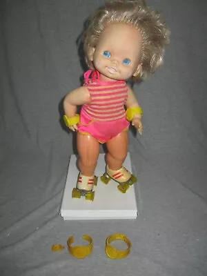 Vintage 1982 Baby Skates Doll 15   Wind Up Roller Skating Doll Mattel See Video • $5.99