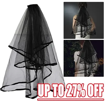 Black Widow Hen Night Bride Veil Punk Halloween Gothic Fancy Dress Up Costume • £3.82