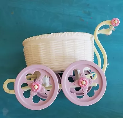 My Little Pony Baby Buggy Vintage Carriage No Umbrella MLP G1 Cream & Pink Greek • $39.95