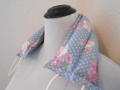 Hot Pack Neck Wrap Microwavable Gray Pink White Print Flax Seed 5 X 21 W Handles • $19.99