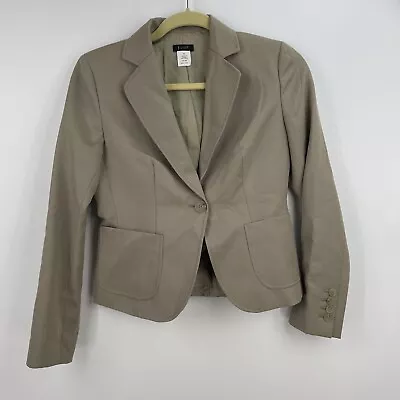 J Crew Women's One Button Blazer Jacket Size P2 Beige 100% Wool • $45