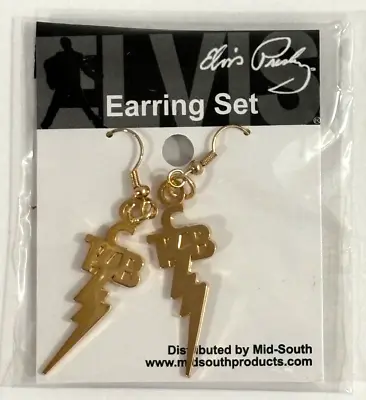 Elvis Presley ~ Gold Colored Tcb Earrings ~ Brand New In Package! • $50