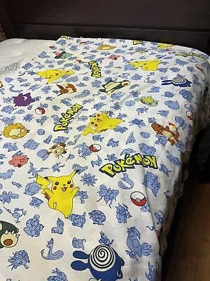 Pokemon Twin Bed Sheet Flat 1998 Nintendo All Over Pikachu Vintage VTG • $29.99