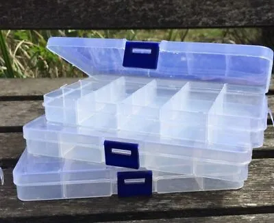 £3.75 • Buy 3 X Transparent 15 Removable Section Compartment Organiser Box Plastic Divider