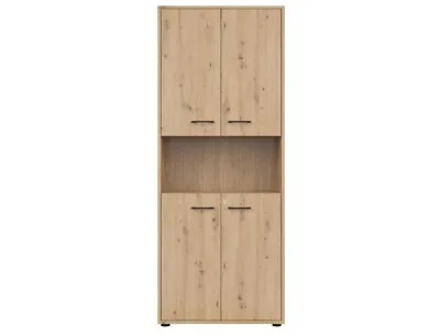 Tall Lockable Cabinet Storage Bookcase Cupboard Shelving Oak Effect Office Space • £269.95