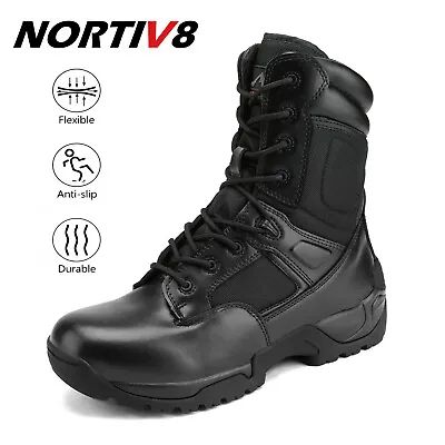 NORTIV8 Men's Military Tactical Work Boots Hiking Motorcycle Combat Black 6.5-15 • $63.99