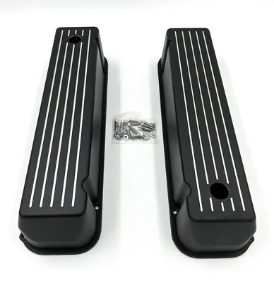 Pair Black Ball Milled Valve Covers For Big Block Ford BBF 429 & 460 • $94.99