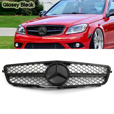 AMG Style Grill W/3D Emblem Gloss Black For 2008-2014 Mercedes Benz W204 C-Class • $70.34