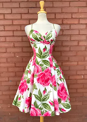 Vintage 1960's Floral Cotton Party Sun Dress S • $39.99