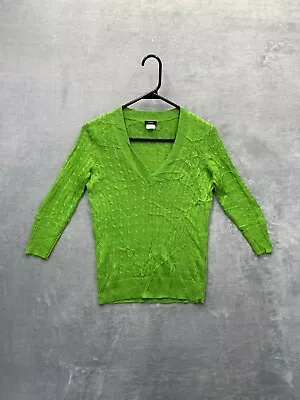 J.Crew Green Apple Pullover V Neck Linen Sweater Exceptional Size XS • $24.99